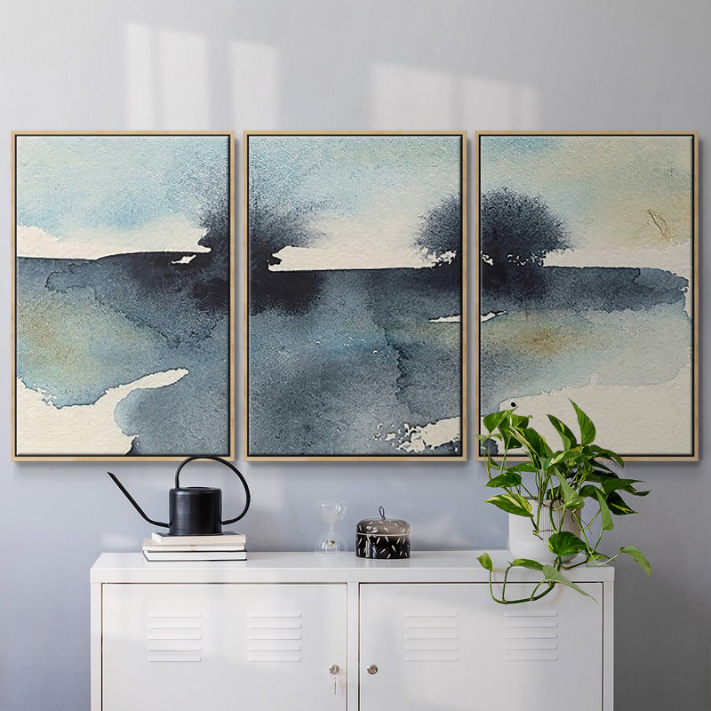 Upheval I - Multi Piece Framed Canvas, 40" H x 78" W, Natural Framed