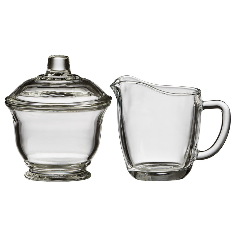 Glass Sugar And Creamer Set with Lid
