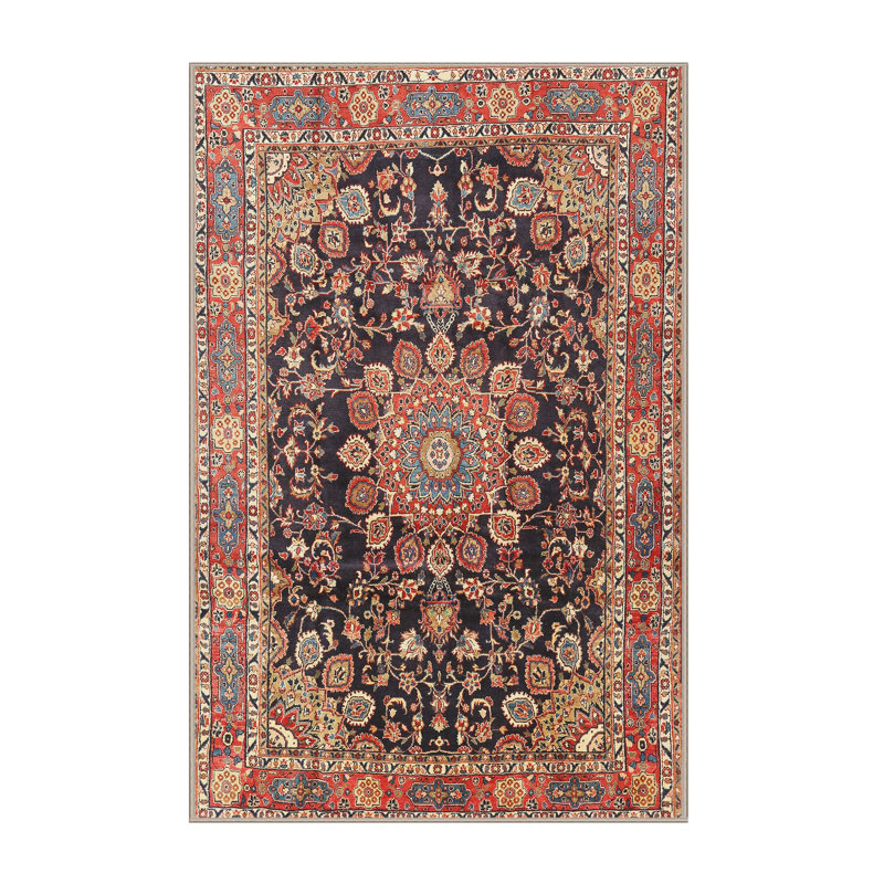 Tapis traditionnel mehroon/noir/crème Ulancy, Rectangle 2 pi x 5 pi