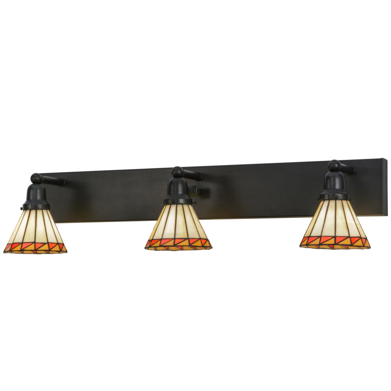 Prairie Mission Craftsman Brown 36" Vanity Light with Russet and Honey Shades