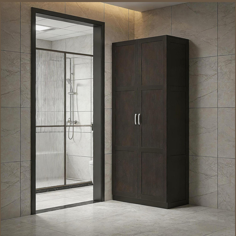 Armoire haute, armoire de rangement de salle de bain, garde-manger de cuisine, Noir