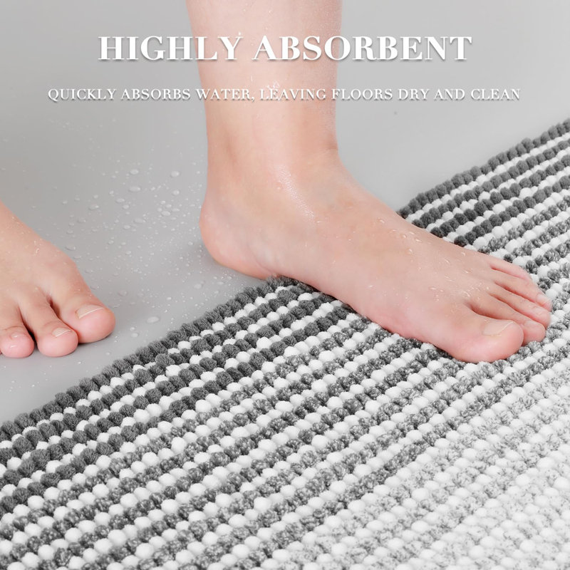 2-Piece Set Rectangle Bath Rug, Grey