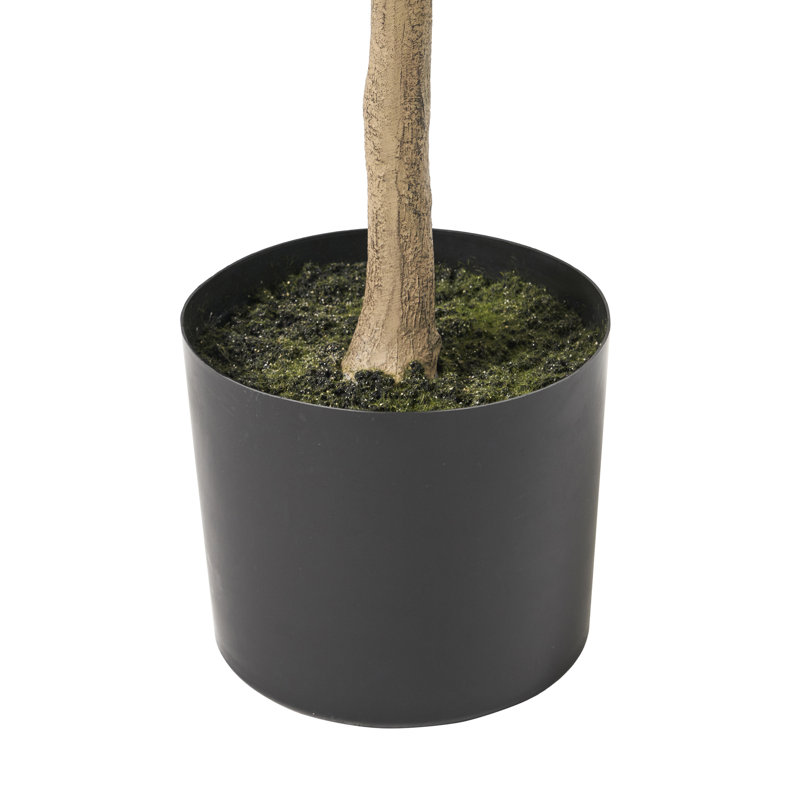 59.72 In. Tall 150Cm Artificial Lemon Tree, Iron + Plastic Decor Greenery For Interior Elegance,