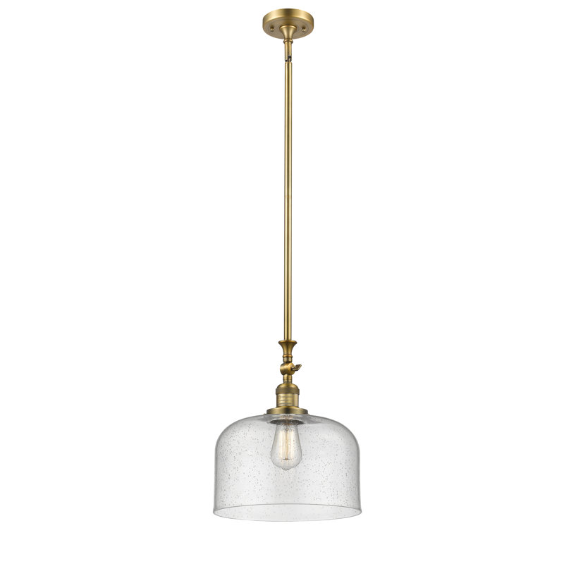 Hiers 1 - Light Single Pendant, Brushed Brass, Seedy, 6 Watt Vinage LED Bulb