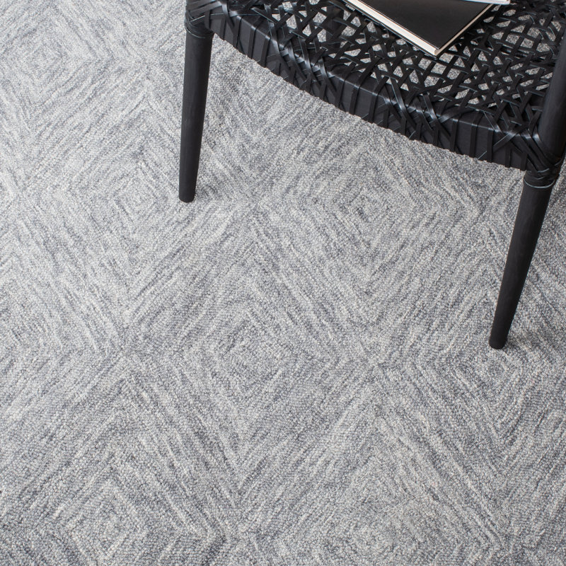 Tapis géométrique en laine et coton touffeté à la main Nekoosa Metro, Rond 6 pi
