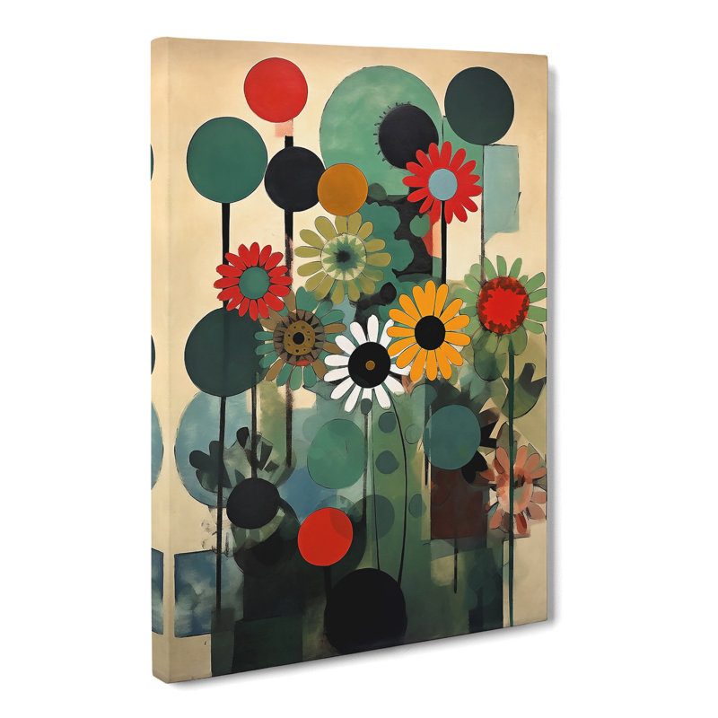 Bauhaus Style Flowers-Print - Wrapped Canvas, 50cm H x 35cm W