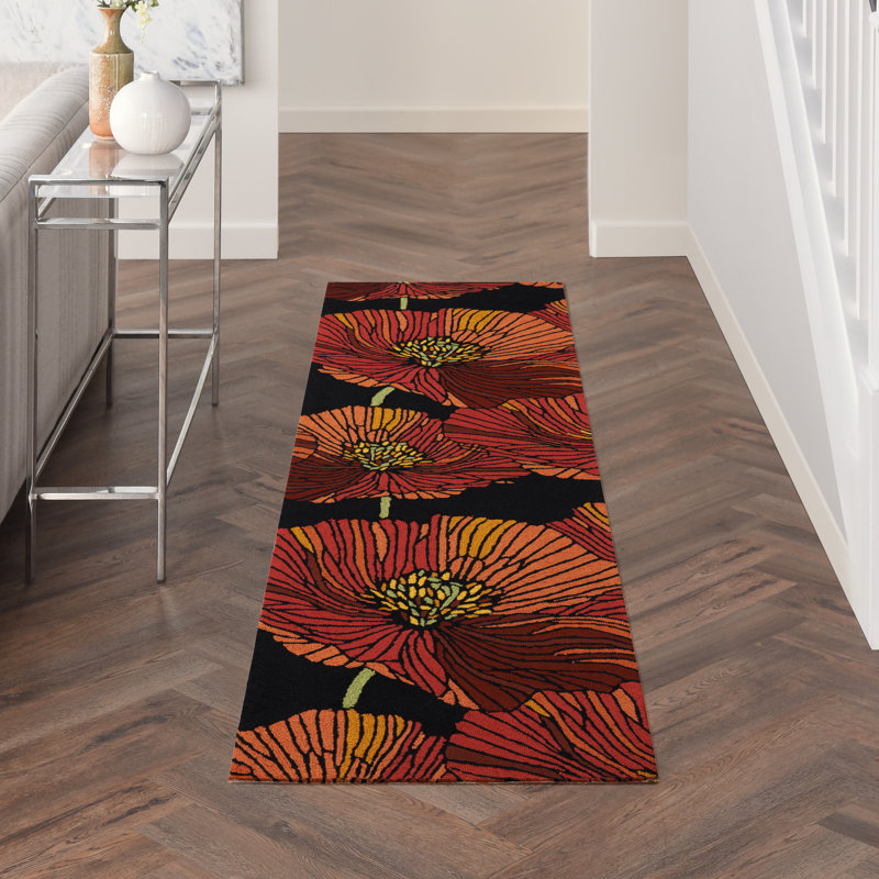 Tapis noir contemporain Karyn, Tapis de couloir 2 pi 3 po x 8 pi