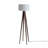 Quattro Mid-Century Modern Floor Lamp with White Linen Shade – Quad-Leg Wood Base, Weathered Brass Accents, Warm Ambient Lighting, Smart-Switch Ready, LED Compatible, Elegant Designer Accent Lamp-121541612