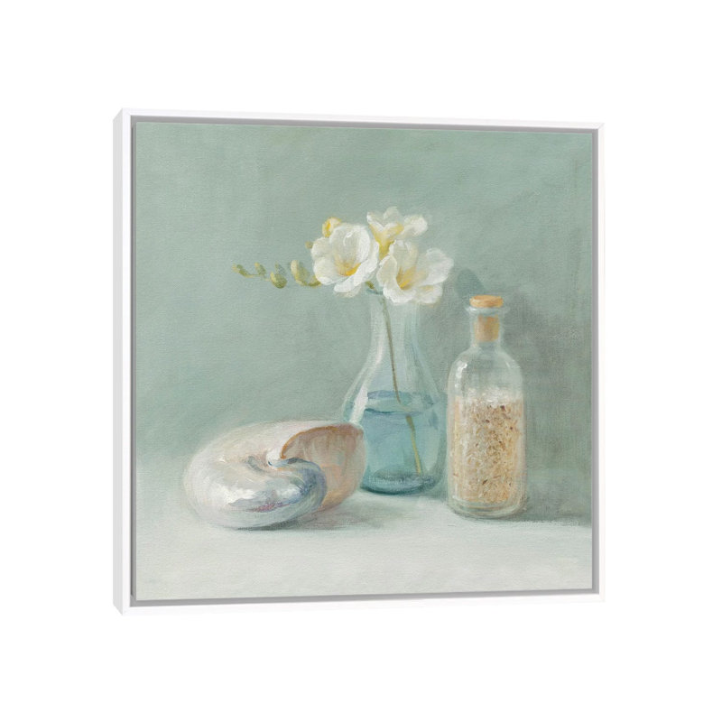 «Freesia Spa» par Danhui Nai - reproduction d'art, H 26 po x l 26 po x P 1,5 po, Toile blanche encadrée, Aucun mat