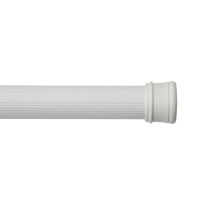 White Adjustable Steel Spring Tension Shower Rod, 24-38 Inches
