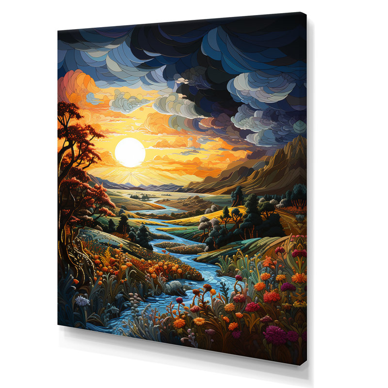 " Storms Sunrise Landscape III ", 40" H x 30" W x 1.5" D, Wrapped Canvas