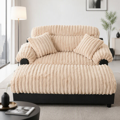 Modern Chaise Lounge Sofa 62 Inch Cloud Chaise Sofa Cozy Plush Upholstery with Two Throw Pillows for Living Room