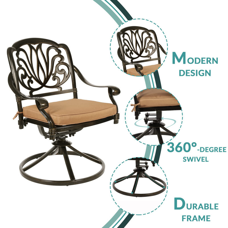 6 - Person Patio Dining Set with Rectangular Table , Cushions Included, Khaki