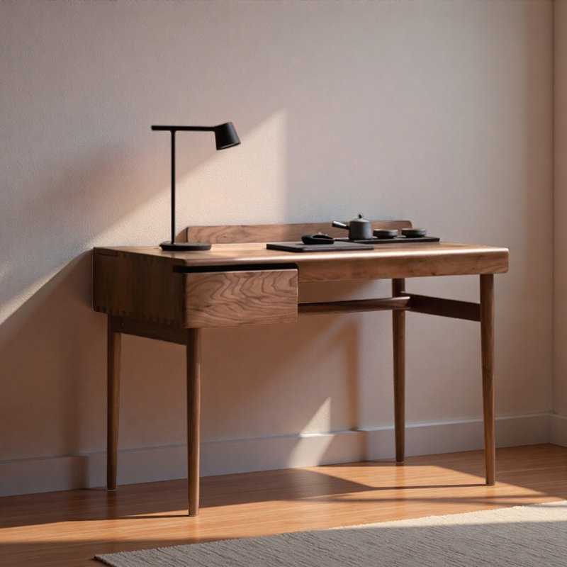 Simple Small-sized Walnut Solid Wood Writing Desk, 29.52" H x 47.24" W x 23.62" D