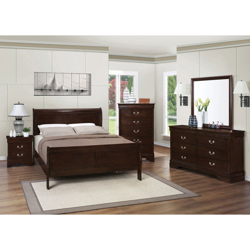 Ensemble de chambre avec grand lit 5 pièces Bruno Cappuccino, Grand lit