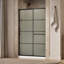 Elate Tall Sliding Shower Door, 75-1/2-In H X 44-1/4 - 47-5/8-In W, With Heavy 5/16-In Thick Frosted Glass With Rectangular Grille Pattern-1673937621