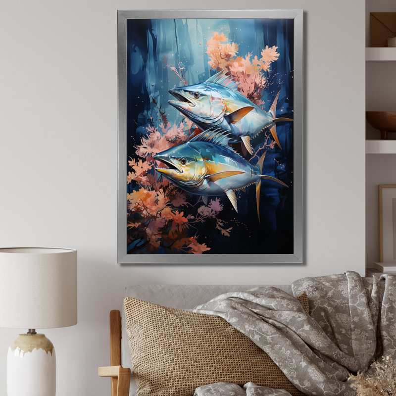 Zao Fishing Majestic Marlins V - imprimé, H 32 po x l 16 po x P 1 po, Cadre photo argenté