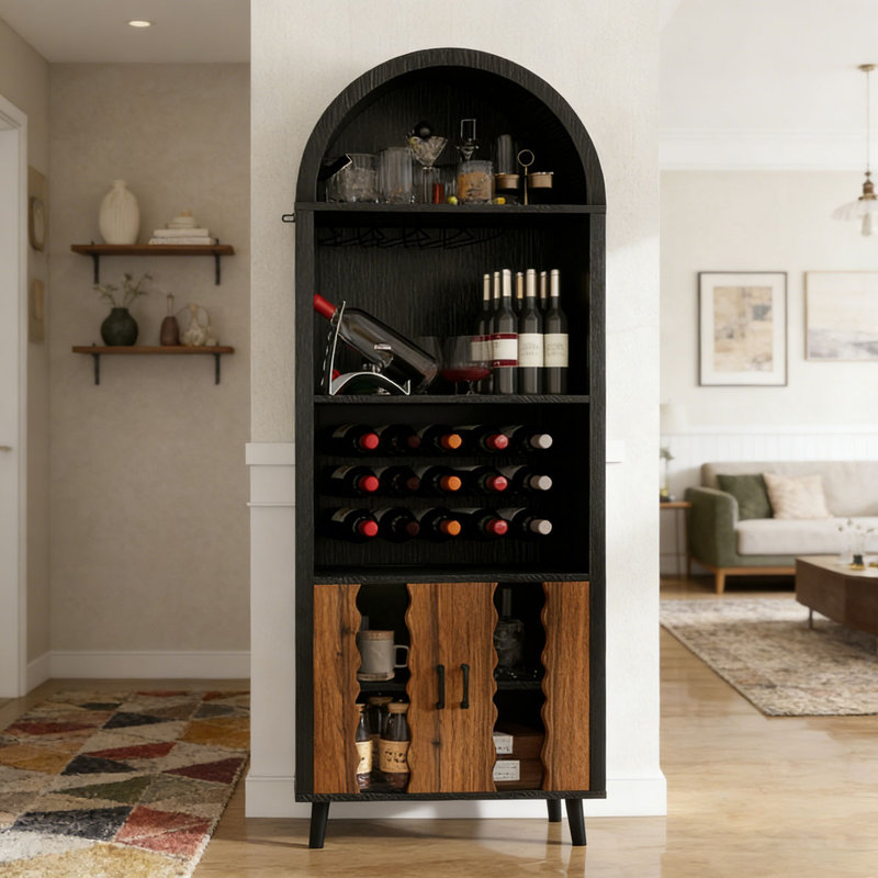 Bar à vin 71 po Farmhouse, Black+Natural