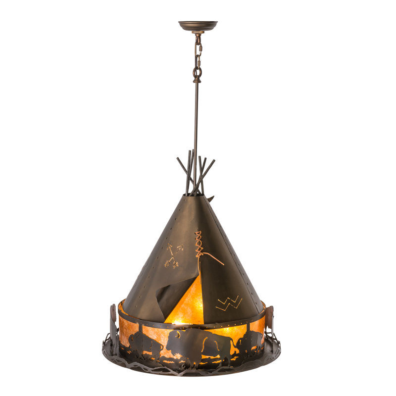 Rustic Lodge 4 - Light Pendant, 71" H x 24" W x 24" D, Antique Copper