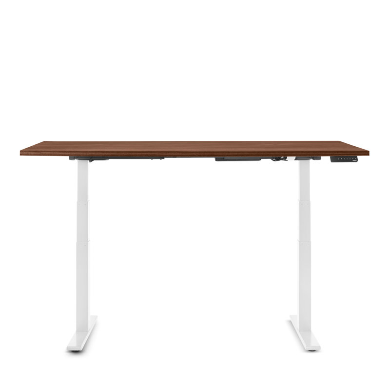 Bureau à hauteur réglable Series L, 72 po, Blanc/noyer
