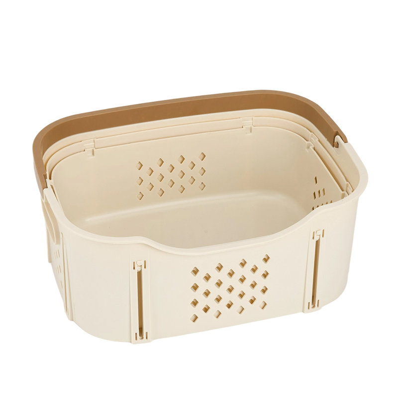Plastic Laundry Basket with Handles, White