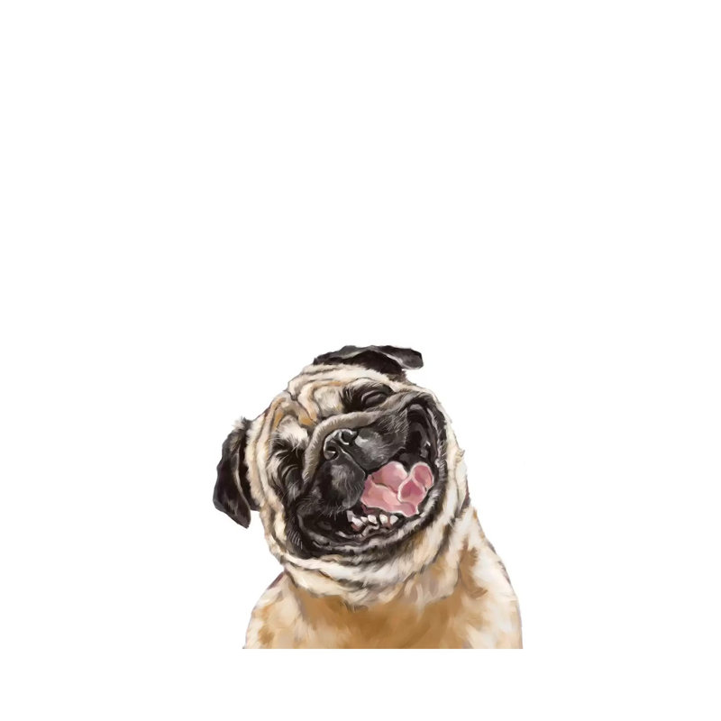 Happy Laughing Pug - Wrapped Canvas Print, 66.04 cm H x 45.72 cm W x 1.91 cm D