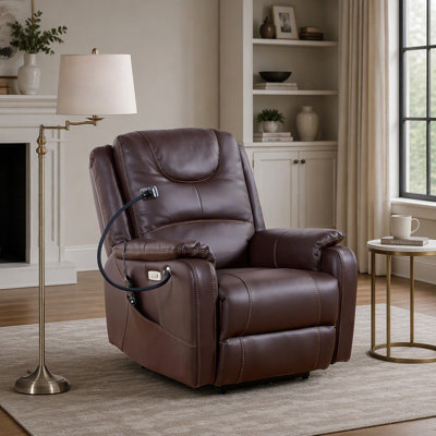 Fauteuil inclinable électrique zéro gravité avec position allongée confortable, massage, chauffage, support pour téléphone et chargement USB pour une relaxation ultime.