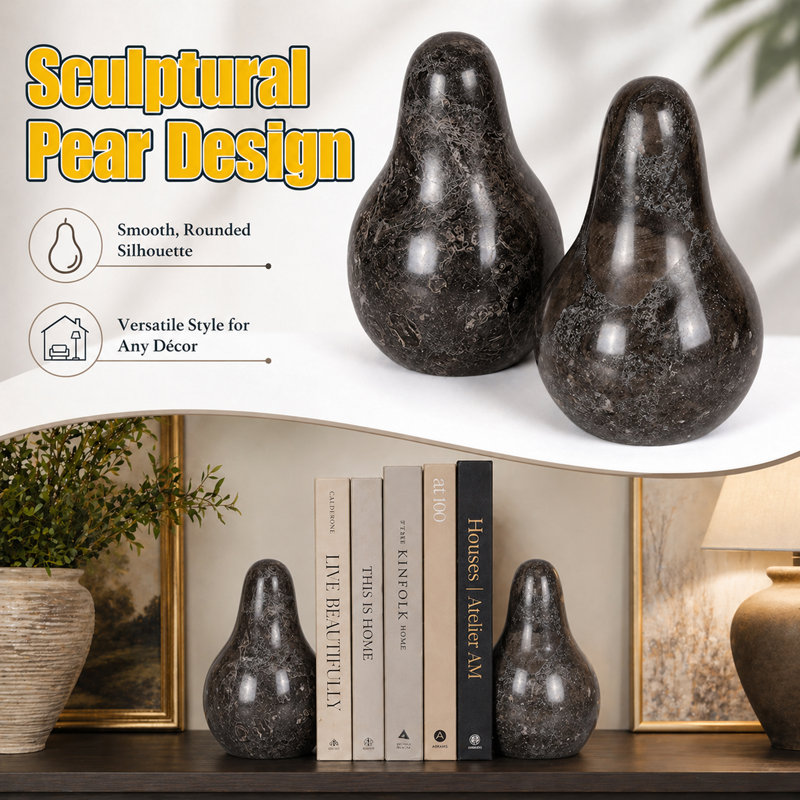 Natural Marble Pear-Shaped Bookends