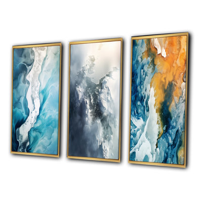 «Vue aérienne du paysage du glacier arctique», 3 pièces