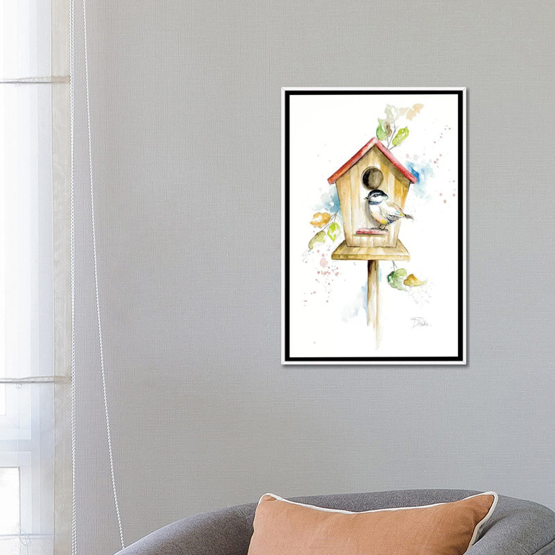 « Bird House II » par Patricia Pinto-impression, Toile blanche encadrée, Pas de tapis, H 26 po x l 18 po x P 1,5 po