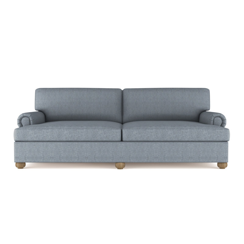 Leroy Rolled Panel-Arm Daybed with Bun Feet, Plush Velvet Silver Streak, Weathered