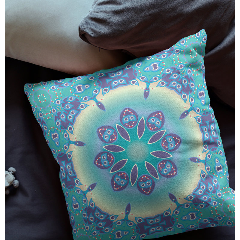  Housse de coussin carré et insert, Bleu / mauve, H 20 po x l 20 po, Fermeture éclair