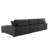 3 - Piece Upholstered Gray Corduroy Modular Sectional Sofa with Pillow Back and Solid Wood Legs-640565355-640565350