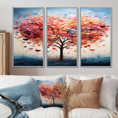 «Blossoming Pink Heart Tree», ensemble de décorations murales