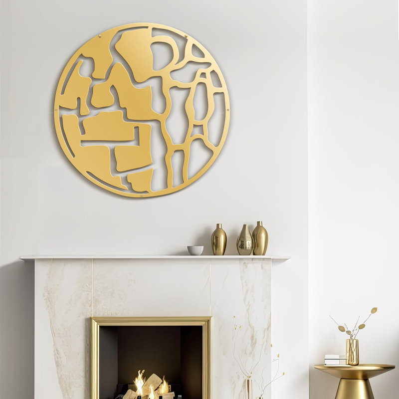 Décoration murale abstraite abstraite moderne, H 36 po x l 36 po x P 0,05 po, Or