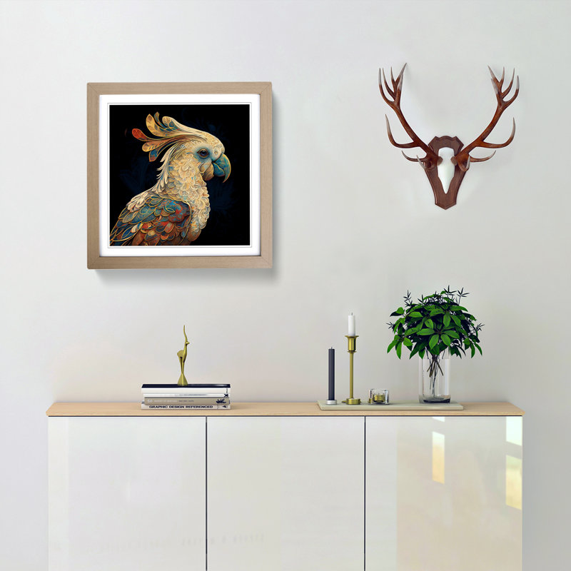 Cockatoo Paisley Art - Framed Print, Oak