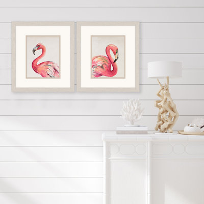 Aquarelle flamant rose S / 2