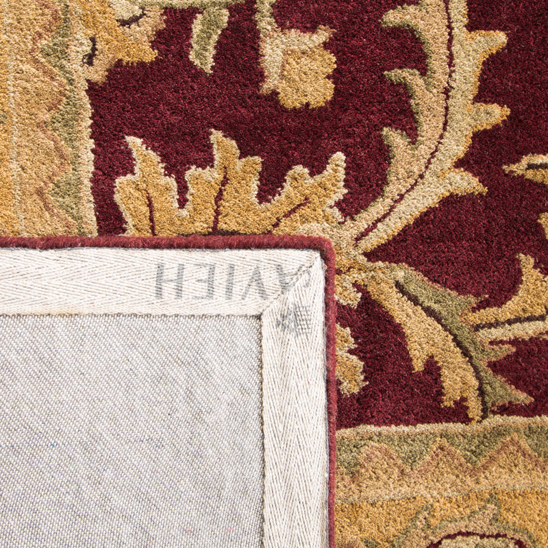 Tapis bourgogne / doré en laine touffeté à la main Bromley, Rectangle 2 pi x 3 pi