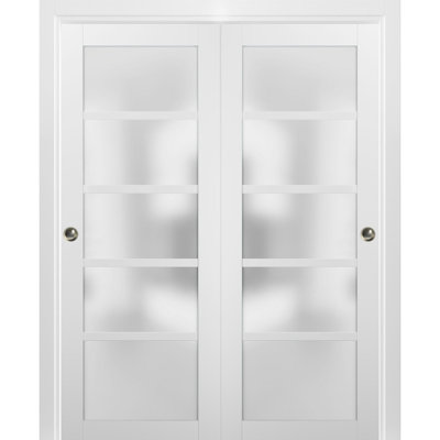 Portes blanches en verre givré Quadro avec trousse de quincaillerie d'installation