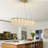 Kunihiro Modern LED Rectangular Double-Layer Golden Crystal Chandelier, Height-Adjustable