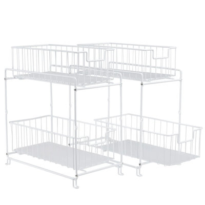Stackable 2-Tier Under Sink Cabinet Organizer Sliding Drawer for Pantry, Kitchen, Pack of 2