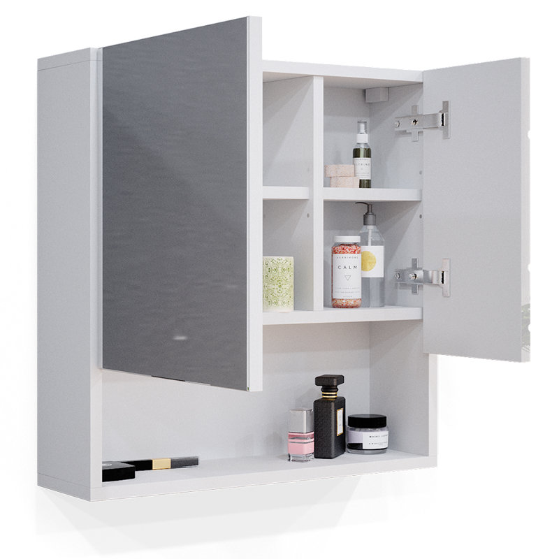 Birkan 54cm x 55cm Surface Mount Mirror Cabinet, White