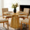 Round Wood Top Dining Table with Wood Base