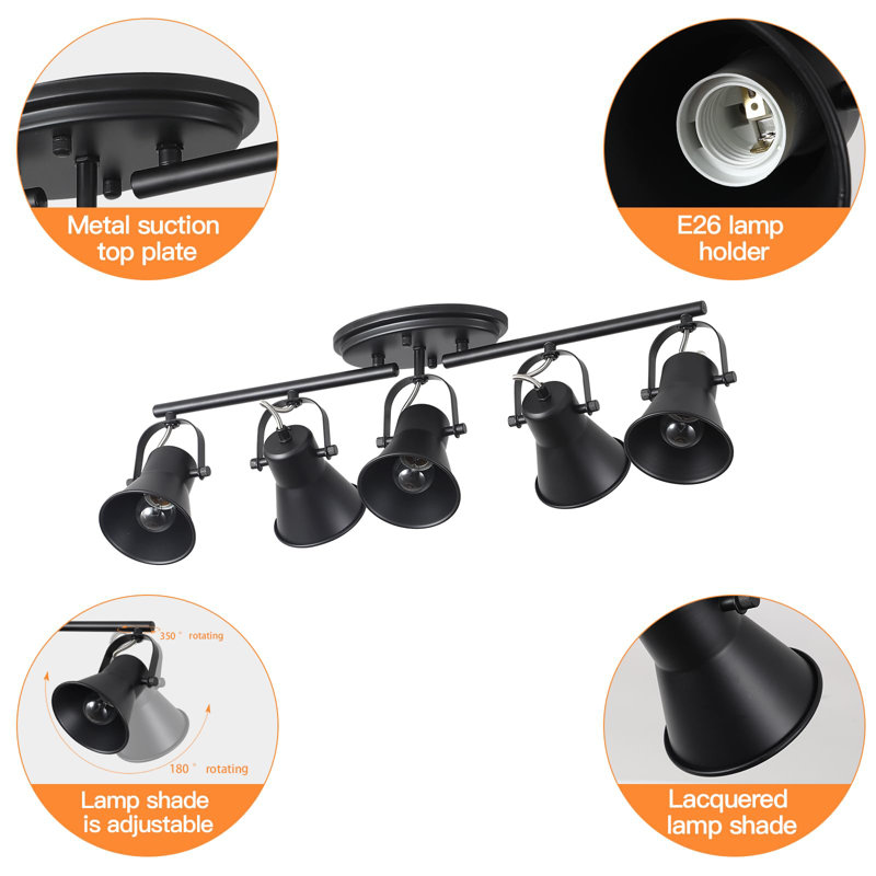 28'' 5 -Light Swing Arm Track Track Kit with Dimmable and Adjustable Head