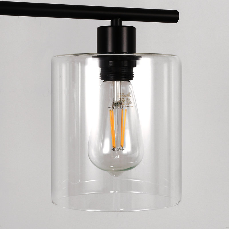 3-Light Dimmable Kitchen Island Modern Linear Chandelier with Clear Glass Shade, Yes