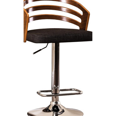 Black Adjustable Height Swivel Bar Stool With 360 - Degree Movement, Padded , Metal Pedestal, Streamlined Open Back, American Design Modern Cushion, Base, Footrest For Any Contemporary Room