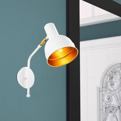 Lampe murale scandinave, corps en fer, 14,6 po x 9,8 po x 15,7 po | Douille E27, 40 W maximum | Design blanc élégant, classé IP20 | Parfait pour le salon, la chambre à coucher ou le bureau | Solution d'éclairage moderne et minimaliste
