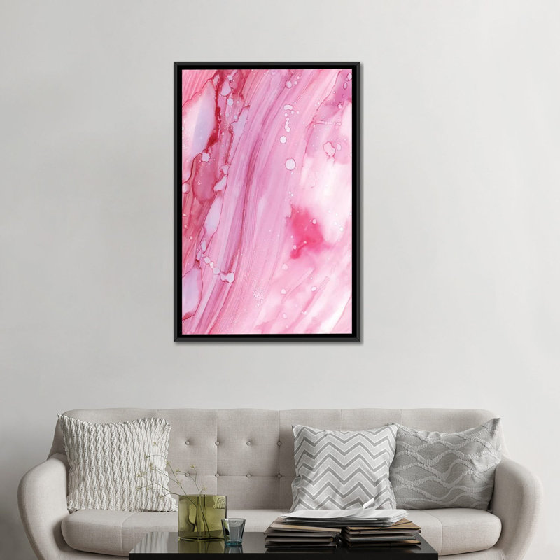«Pink Galaxy», impression sur toile, Toile avec cadre noir, Pas de tapis, H 48 po x l 32 po x P 1,5 po