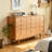 Leather Handle Flip Door Buffet Table