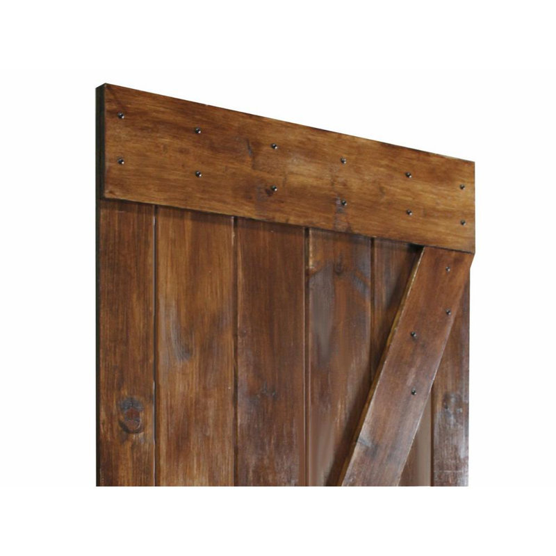 Porte de grange en bois lambrissé en Z avec trousse de quincaillerie d'installation, Noyer, 36 po x 84 po